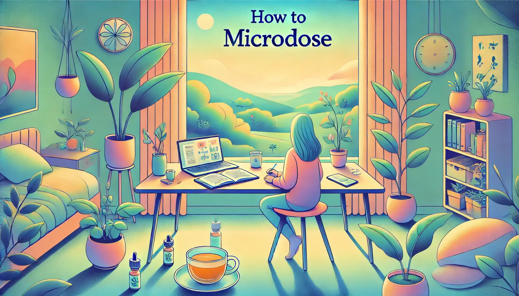 Person sitting and watching a field and enjoying microdosing